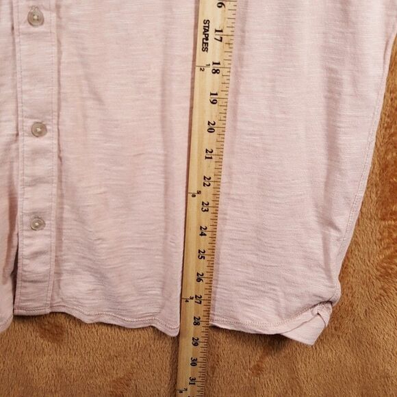 PAIGE Shirt Mens Large Muted Pink Tan Button Roll Tab Cotton Slub BRAYDEN $149 - Picture 9 of 10